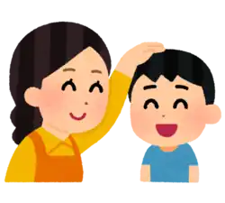 お母さんが頭を撫でる(撫でる)