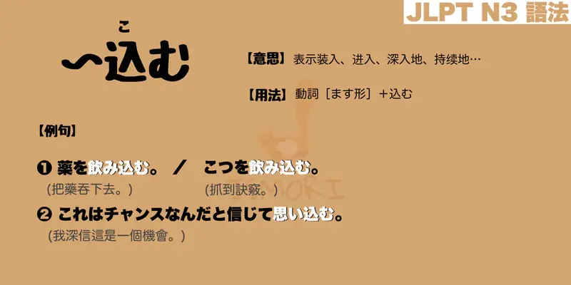 【N3 文法】～込む（意思・用法・例句）