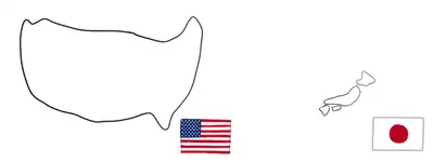 アメリカは日本より大きいです。
