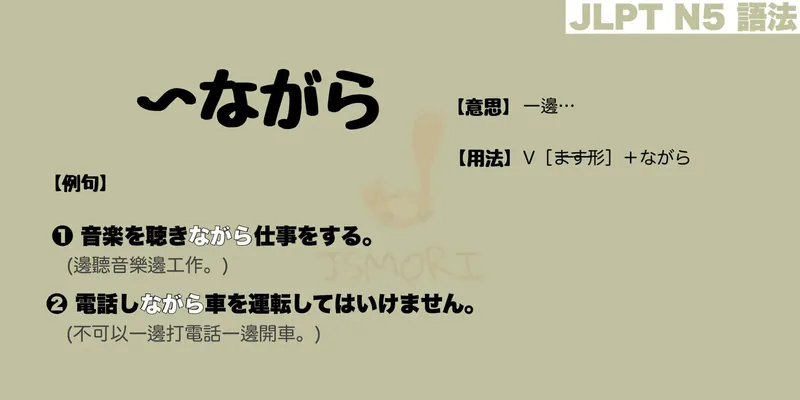 【N5 文法】〜ながら（意思・用法・例句）