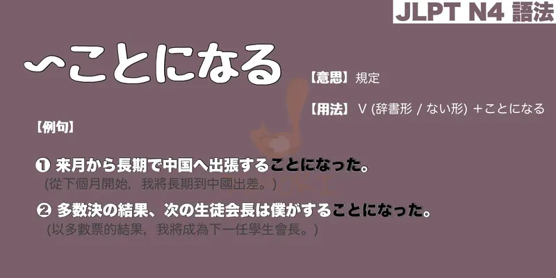 【N4 文法】〜ことになる（意思・用法・例句）