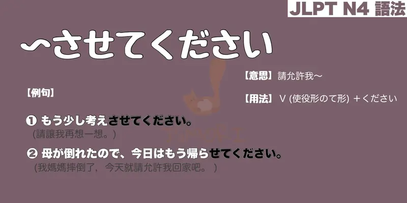 【N4 文法】〜させてください（意思・用法・例句）