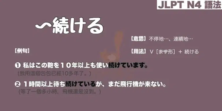 【N4 文法】〜続ける(意思・用法・例句)