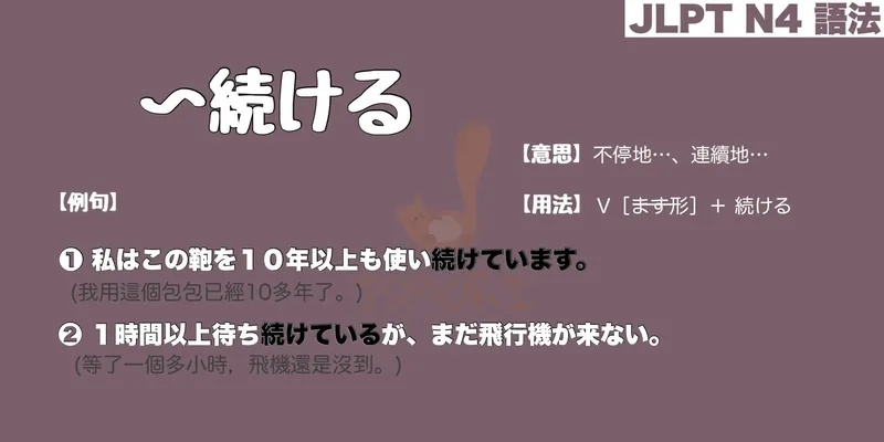 【N4 文法】〜続ける（意思・用法・例句）