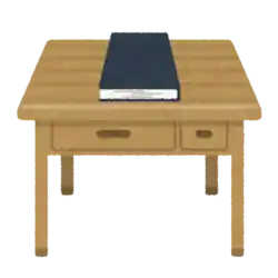 机(つくえ)の上に置かれた本