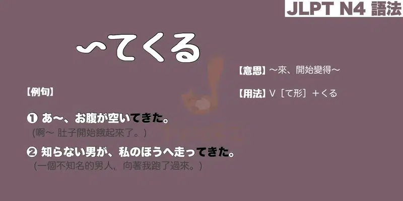 【N4 文法】〜てくる(変化・移動)（意思・用法・例句）