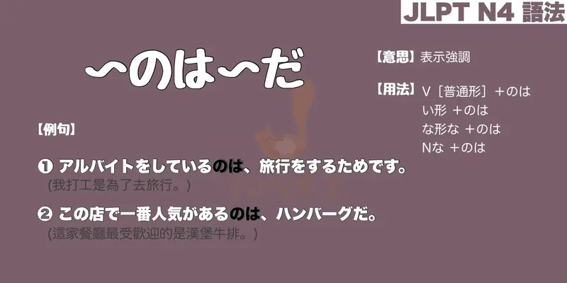 【N4 文法】〜のは〜だ（意思・用法・例句）