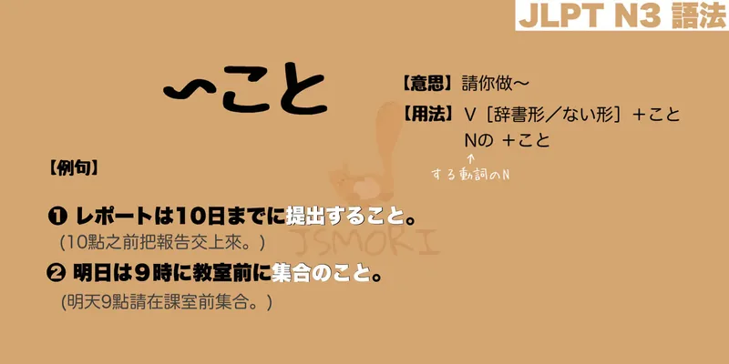 【N3 文法】〜こと(意思・用法・例句) - JSMORI
