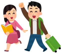 旅行に行くカップル