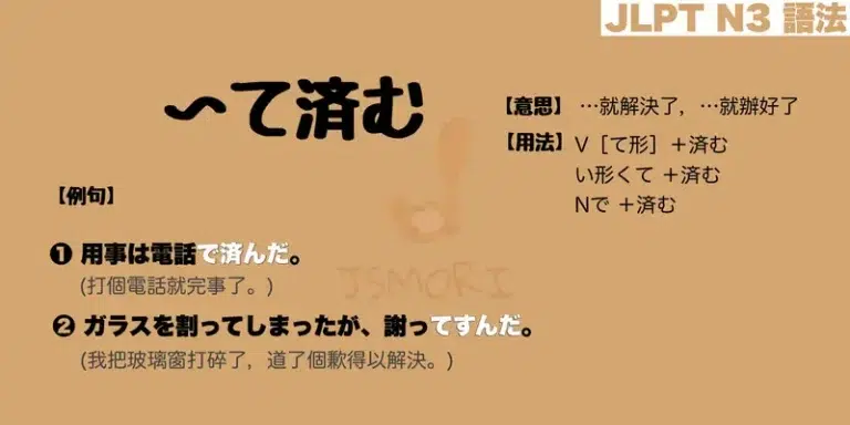 【N3 文法】〜て済む(意思・用法・例句)