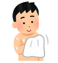 タオルで体を拭く シャワー