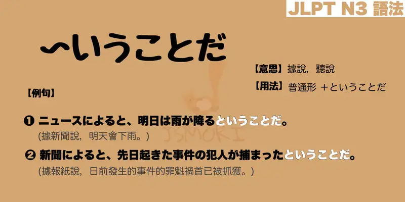 【N3 文法】〜ということだ (傳聞・結論)(意思・用法・例句) - JSMORI