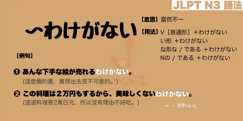 【N3 文法】〜わけがない（意思・用法・例句）