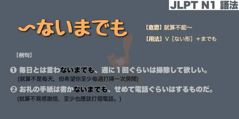 【N1 文法】〜ないまでも(意思・用法・例句)