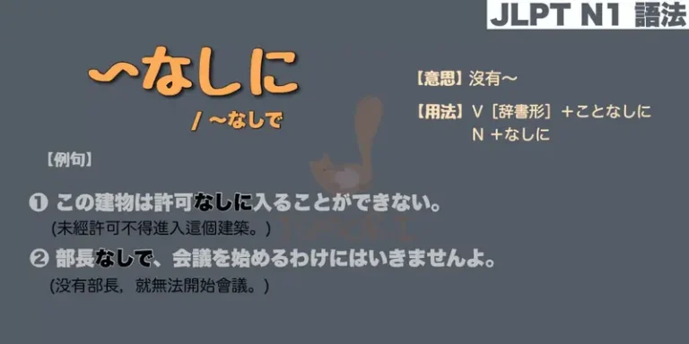 【N1 文法】〜なしに / 〜なしで (意思・用法・例句)