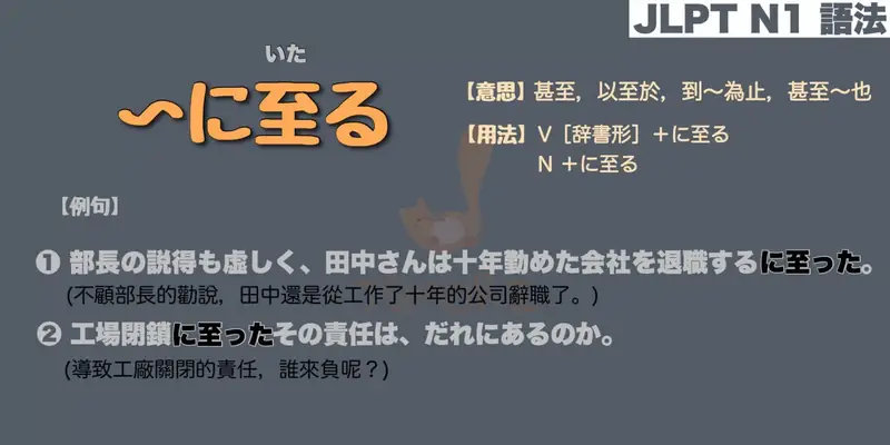 【N1 文法】〜に至る（意思・用法・例句）