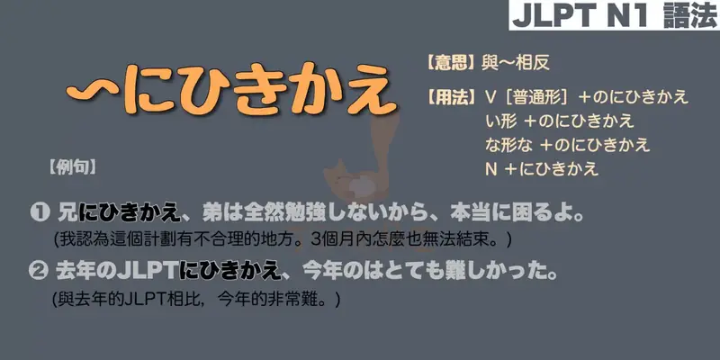 【N1 文法】〜にひきかえ（意思・用法・例句）