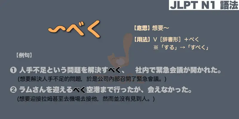 【N1 文法】〜べく（意思・用法・例句）