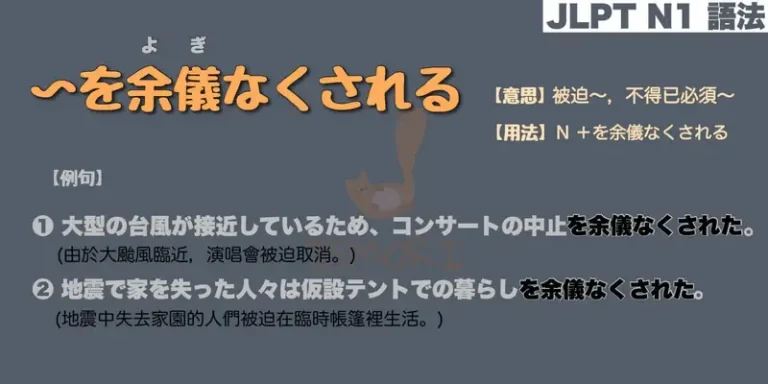 【N1 文法】〜を余儀なくされる / 〜をよぎなくされる(意思・用法・例句)