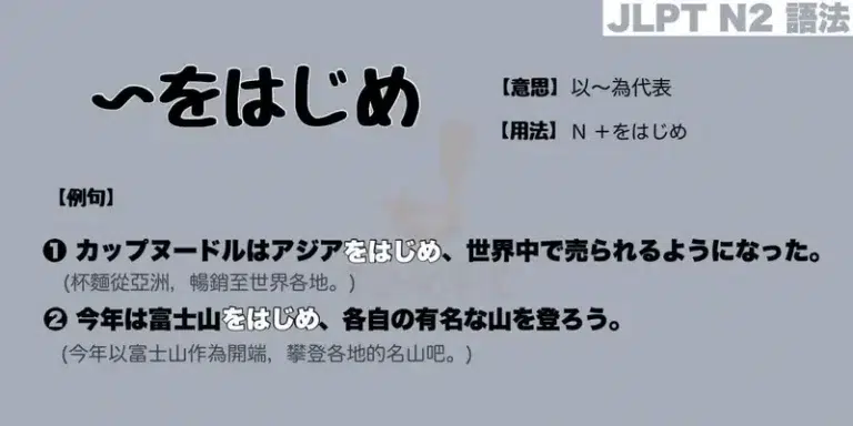 【N2 文法】〜をはじめ（意思・用法・例句）