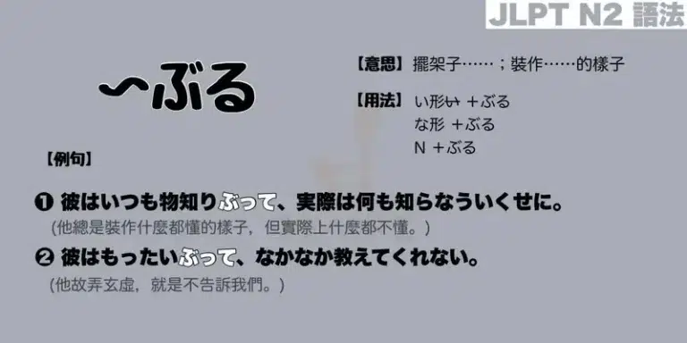 【N2 文法】〜ぶる(意思・用法・例句)