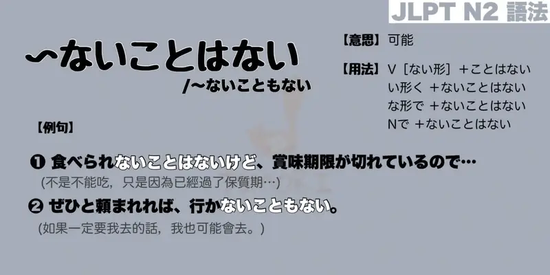 【N2 文法】〜ないことはない / 〜ないこともない（意思・用法・例句）