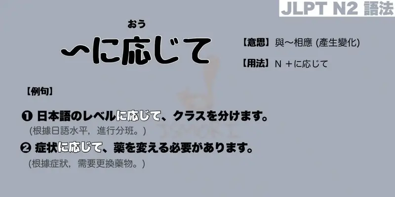 【N2 文法】〜に応じて（意思・用法・例句）