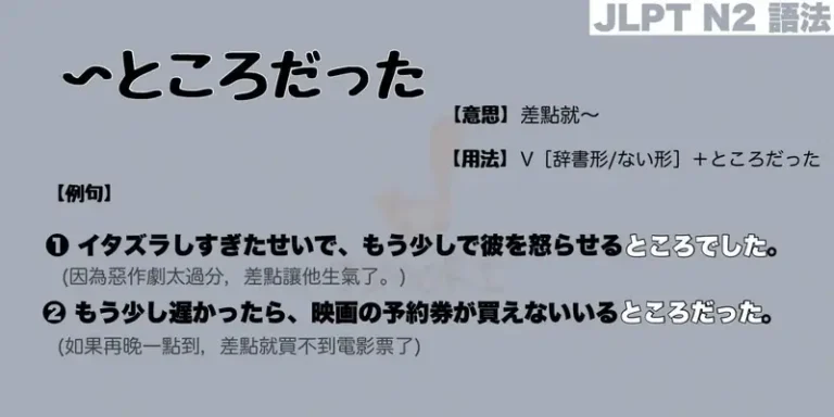 【N2 文法】〜ところだった（意思・用法・例句）