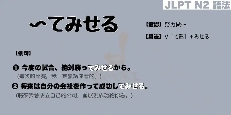【N2 文法】〜てみせる（意思・用法・例句）