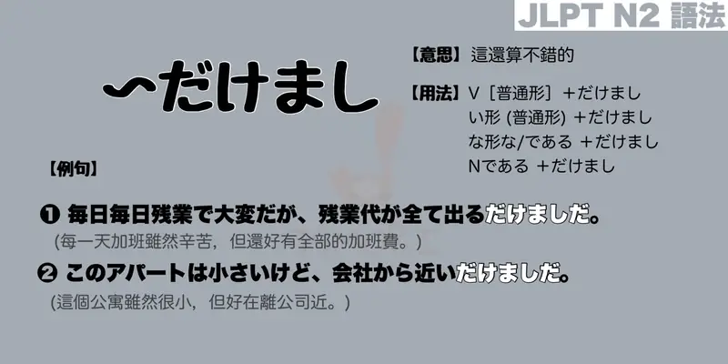 【N2 文法】〜だけまし（意思・用法・例句）