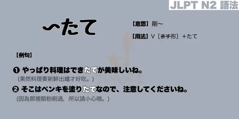 【N2 文法】〜たて（意思・用法・例句）