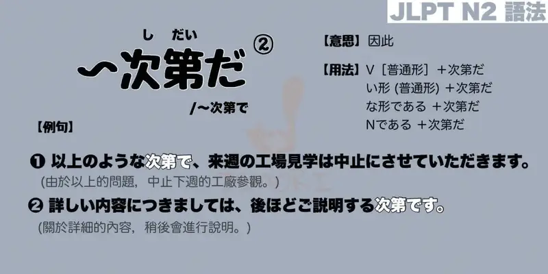 【N2 文法】〜次第だ / 〜次第で②（意思・用法・例句）