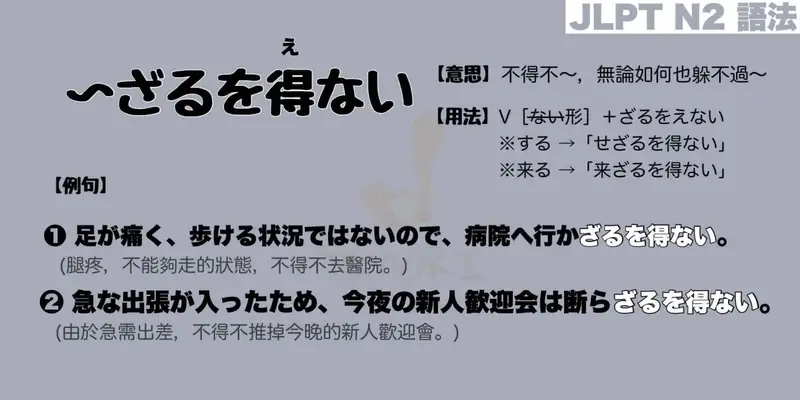 【N2 文法】〜ざるを得ない（意思・用法・例句）