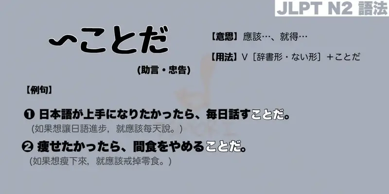 【N2 文法】〜ことだ (助言・忠告)（意思・用法・例句）