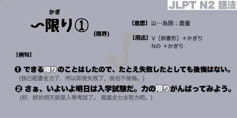【N2 文法】〜限り①:限界(意思・用法・例句)
