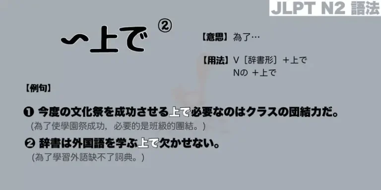 【N2 文法】〜上で ②（意思・用法・例句）